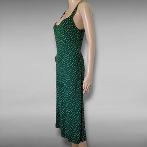 Reformation Avalon Slip green polka dot dress M